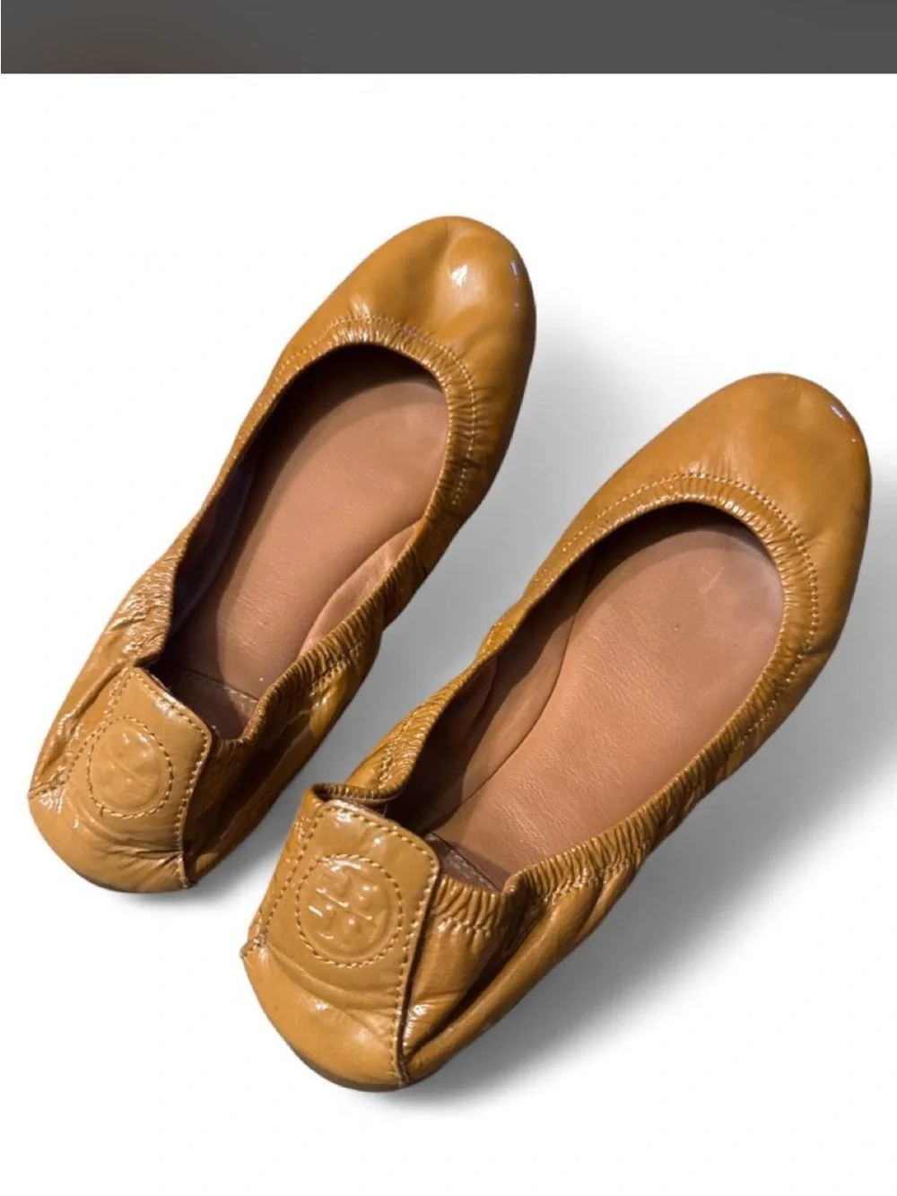 Tory Burch Leather Ballet Flats in Camel Brown - Women